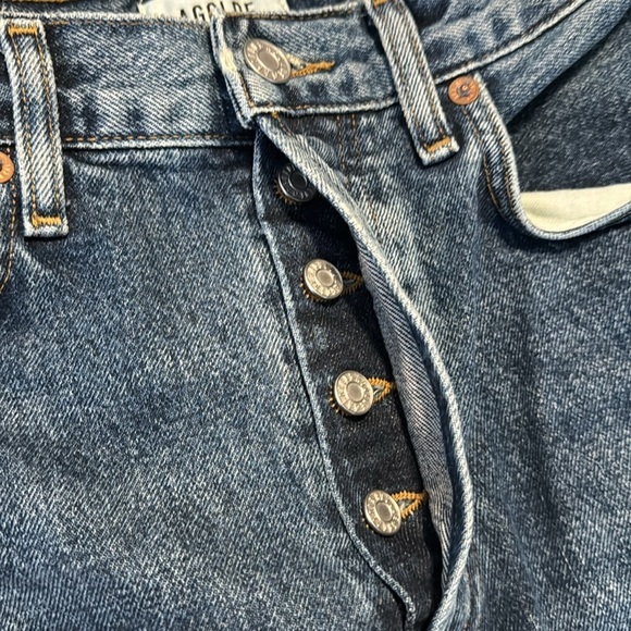 AGOLDE Fran Medium Wash Straight Leg Cuffed Hem Button Up Jeans Size 24 - Picture 8 of 10